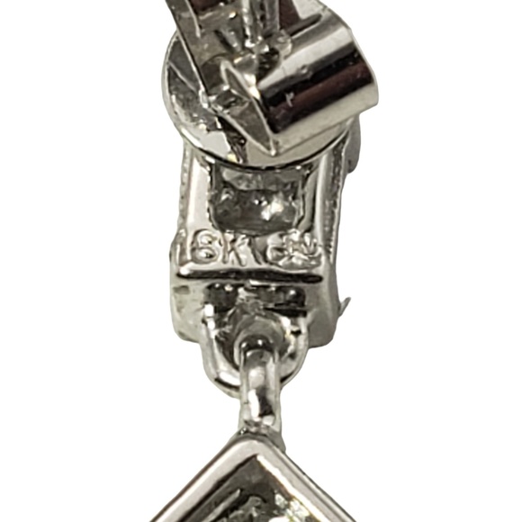 Vintage 18 Karat White Gold and Diamond Dangle Earrings #13164 - Picture 5 of 7